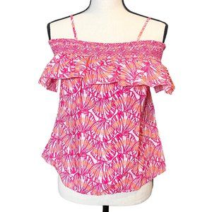Vineyard Vine's Women's Small Shell Off The Shoulder Ruffle Top